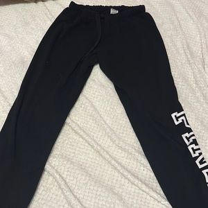 sweatpants/ brand: PINK by Victoria’s secret , Color: Black with white words
